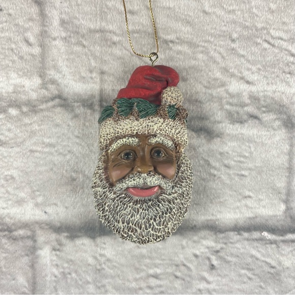 Kurt Adler Santa Head Christmas Ornament Resin African American Black - Picture 1 of 3